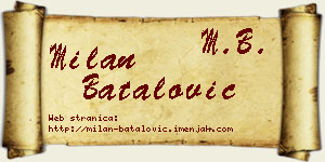 Milan Batalović vizit kartica